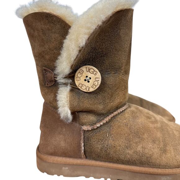 Ugg Bailey Button II Womens Brown Sherpa Wool Lined Winter Boots Sheepskin sz 6 - Picture 12 of 16